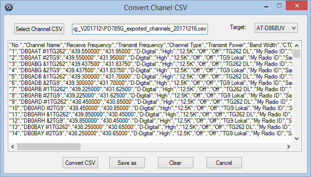 Convert Channel CSVs